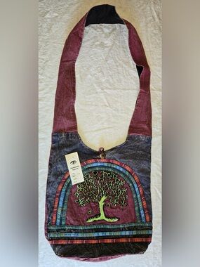 Kathmandu Imports Tree of Life Crossbody Hobo Sling Bag Made in Nepal NWT